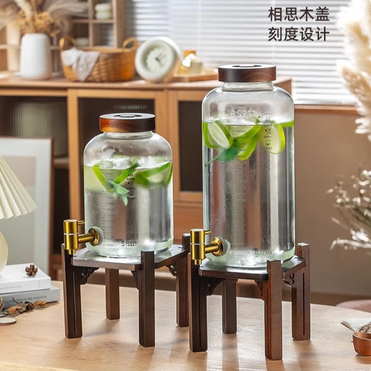 冷水壶带龙头耐高温高硼硅夏季果汁桶玻璃凉白开壶家用水果饮料茶