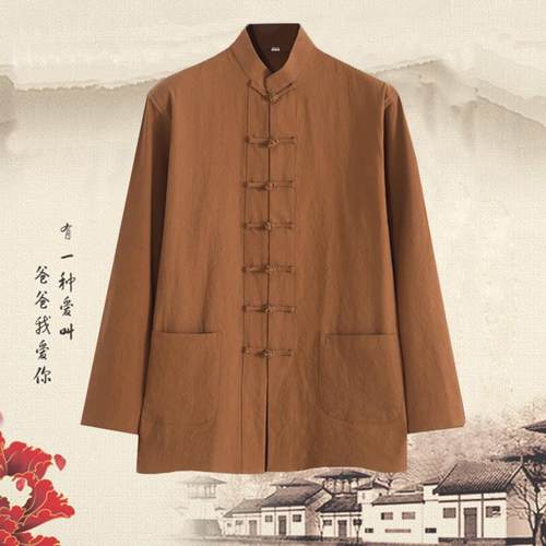 正品复季棉麻古中国风长短袖唐式装男夏女茶禅道居士八段锦练功太