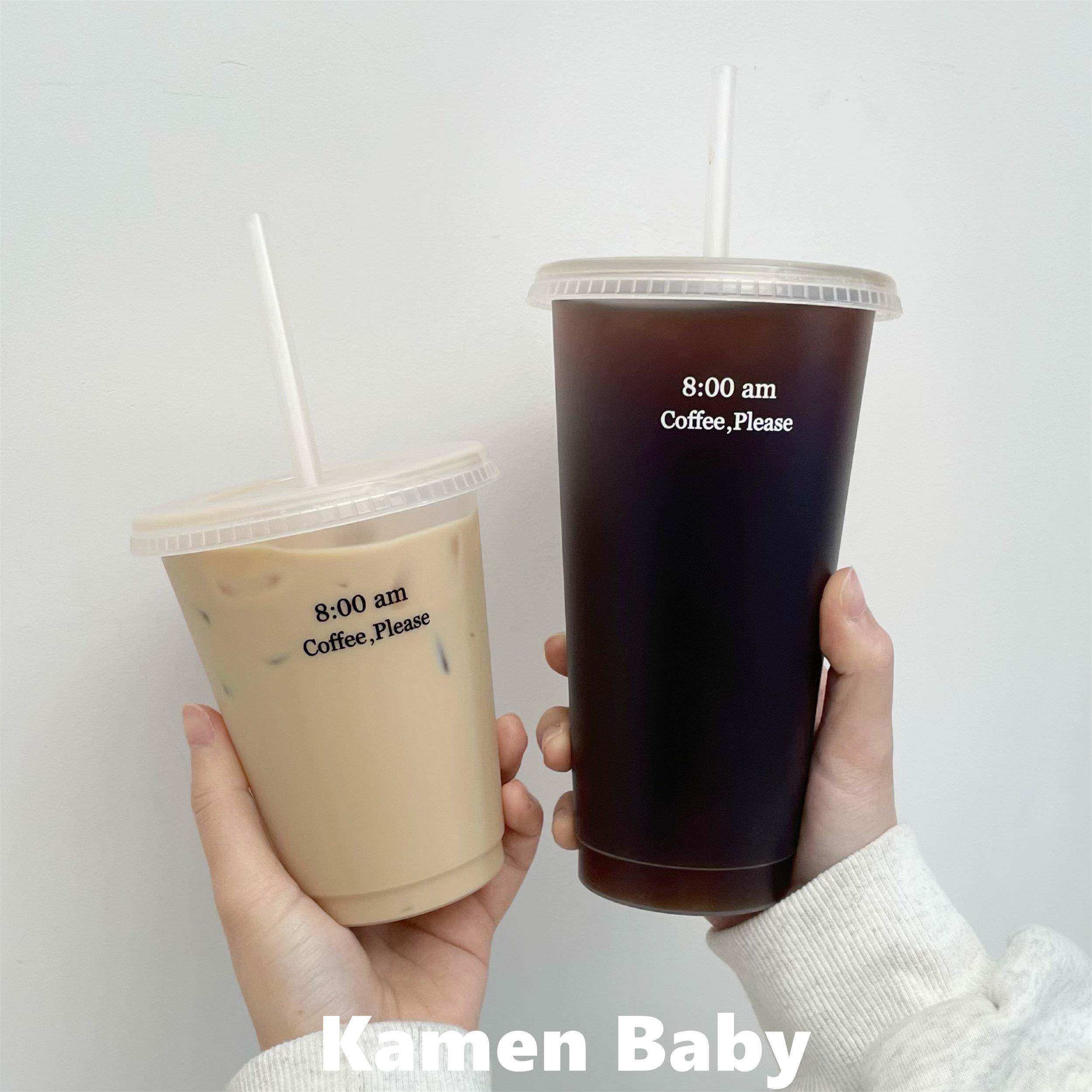 非一次性！透明塑料水杯女生高颜值吸管杯便携大容量随手杯咖啡杯