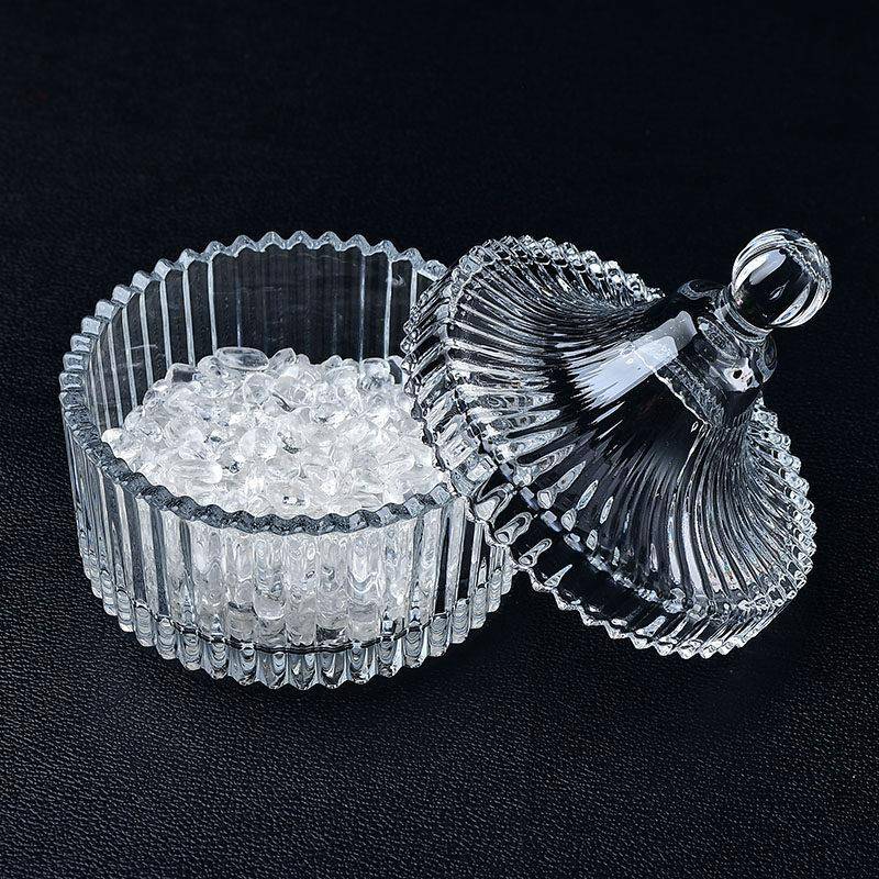 水晶消磁碗天然紫白粉黄碎石摆件手链消磁石饰品容器收纳盒器皿
