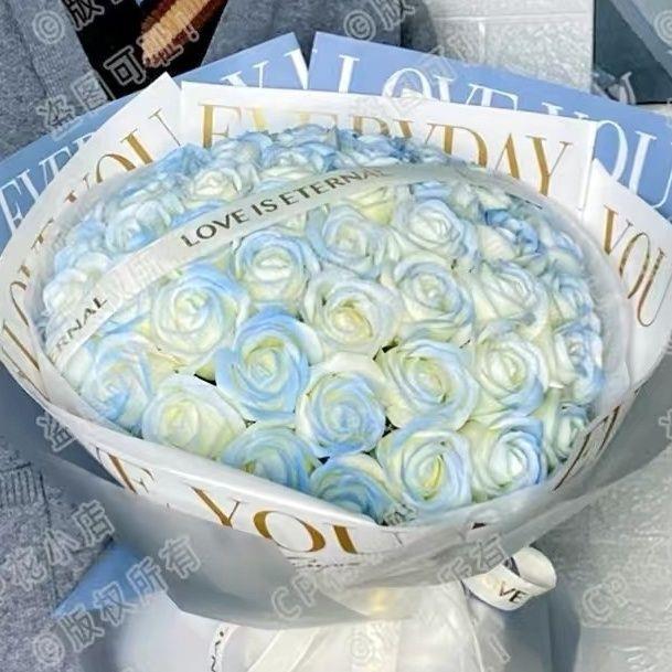 顺丰香皂花永生碎冰蓝喷色玫瑰表白男友女友闺蜜朋友情人节表萍润