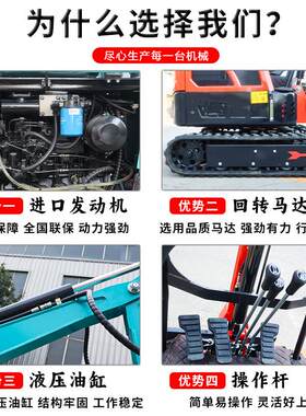 小型挖掘08型家用挖鱼塘1农用园果开沟机挖土机2型工程YC-08挖破