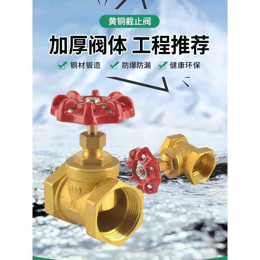 全铜截止阀dn15水管4分6分1寸耐高温20空调25蒸气铜水表开关加厚3