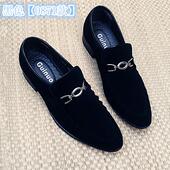 商务休闲布鞋 黑鞋 鞋 正品 青年正装 磨砂伦英尖头皮鞋 色婚韩版 男皮鞋