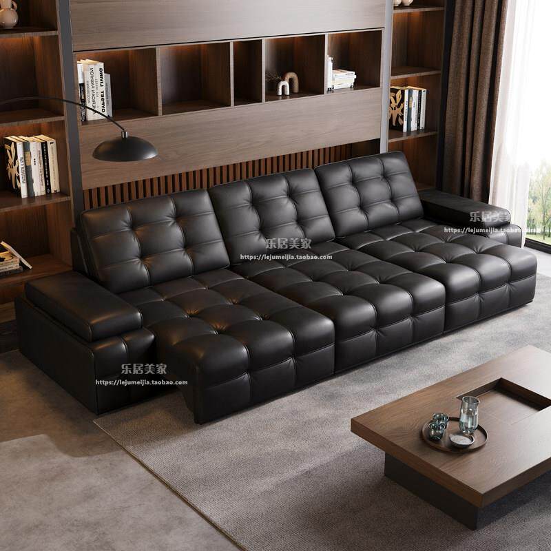 劳伦斯电动沙发床零靠墙智能可伸缩多功能真皮头层牛皮客厅三人位