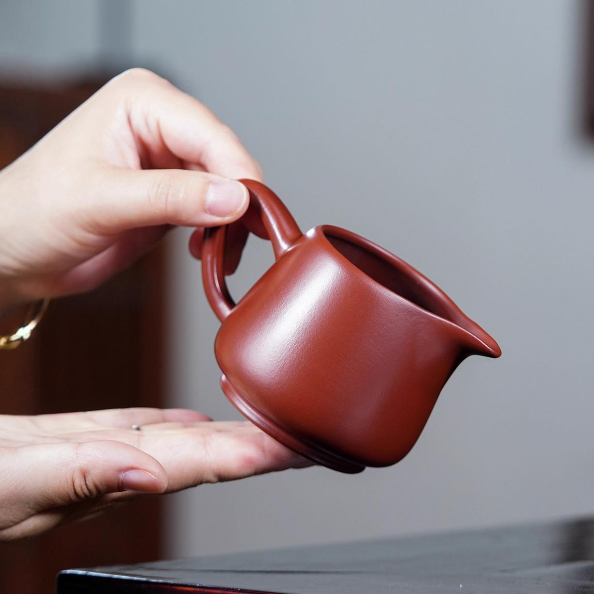 宜兴原矿手工朱泥紫砂茶壶茶具杯子大红袍公道杯大容量小号杯子
