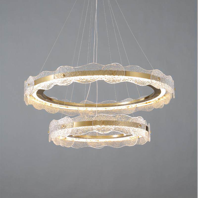 楼梯吊灯水波纹客厅灯具高级感卧室餐厅长条吊灯led中山家装灯饰