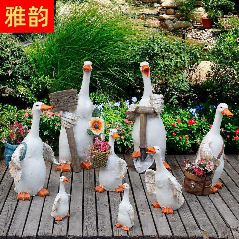 户外仿真动物摆件树脂鸭子花盆花园装饰庭院造景布置园林景观雕塑