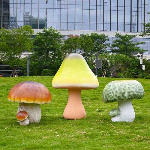 户外仿真蘑菇装饰小品花园林玻璃钢雕塑庭院幼儿园草坪地植物摆件