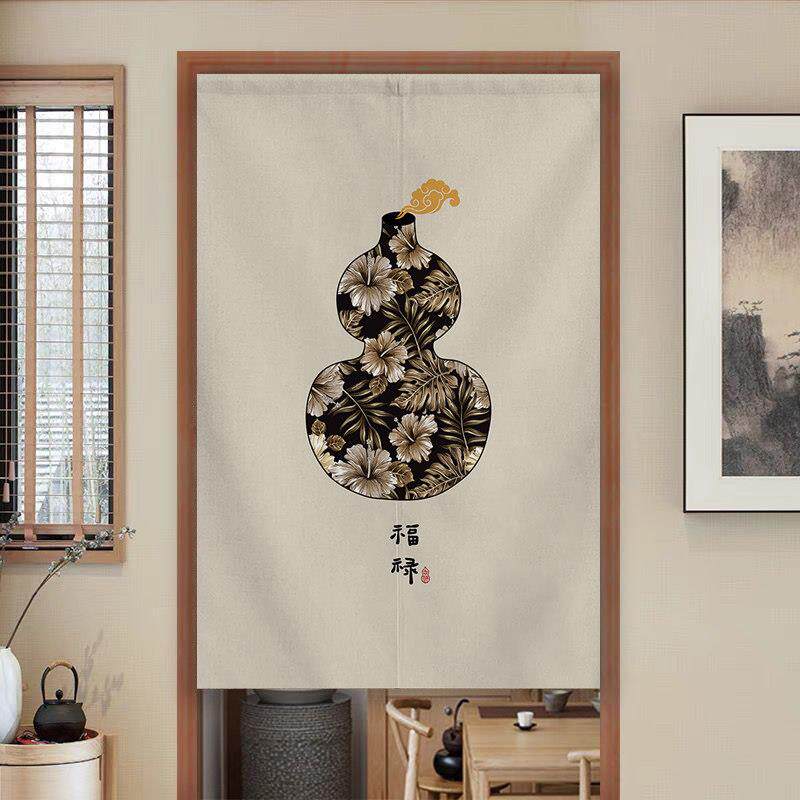 福禄新中式葫芦门帘玄关入户隔断窗卧室化妆室遮挡帘化解风水挂帘