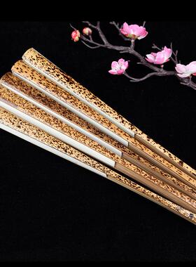 95寸18方芝麻竹花斑竹文玩扇子斑竹手工宣纸折扇湘妃竹折扇