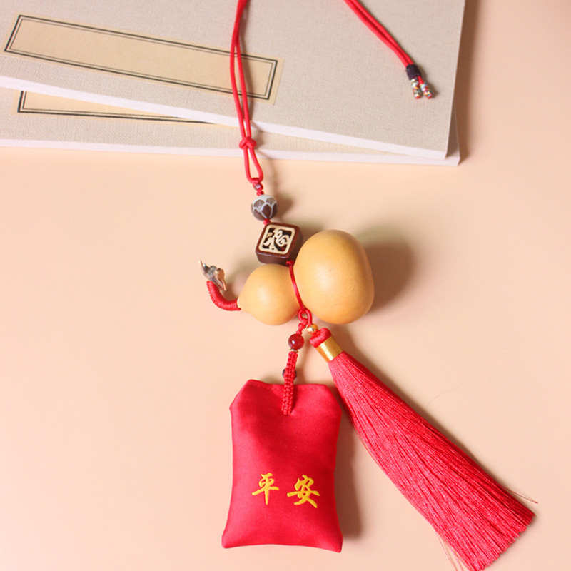 新房入住天然精品小葫芦香包挂件门对门卧室玄关红色流苏福字挂饰