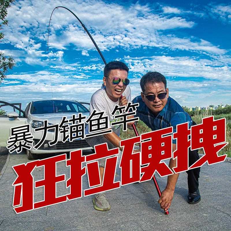 新款直销新品碳素锚鱼竿远投竿抛竿可视锚杆长节巨物甩杆海竿套装