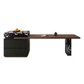 电动可伸缩岛台一体餐桌家用轻奢高端全岩板意式 极简饭桌中岛台桌