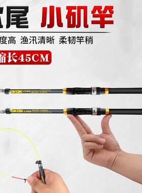 手海两用伸缩小筏竿玻璃钢硬调软尾小矶竿便携短节矶钓竿迷你鱼竿