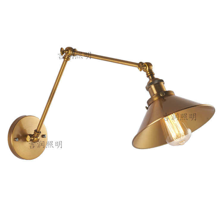 美式乡村餐厅壁灯铁艺复古客厅卧室书房吧台过道折叠伸缩壁灯