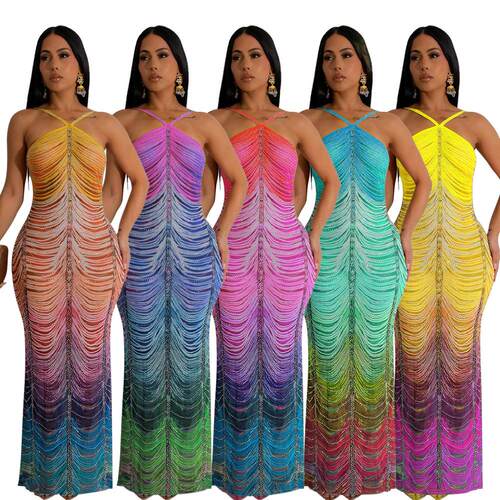 Printed bag buttocks dress long skirt for women