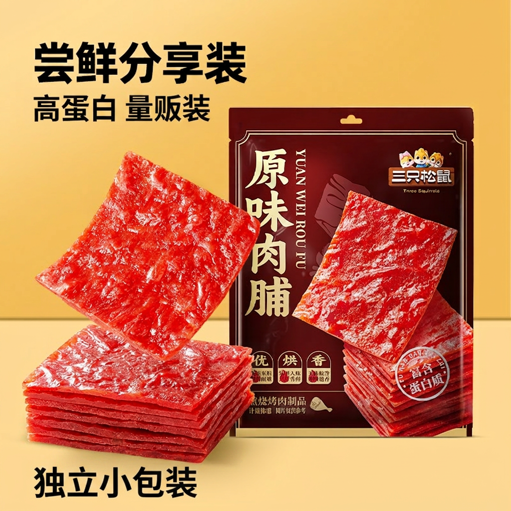 三只松鼠猪肉脯鸡肉脯120片零食独立包装休闲小吃肉干