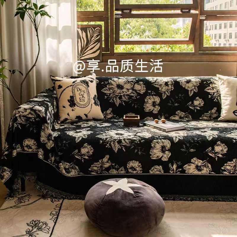 复古风沙发盖布雪尼尔新款四季通用沙发巾防滑全盖布罩高级感盖巾