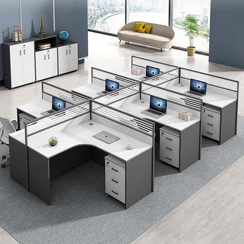 简约现代办公室员工2人屏风卡位 L型隔断办公桌椅组合职员办公桌