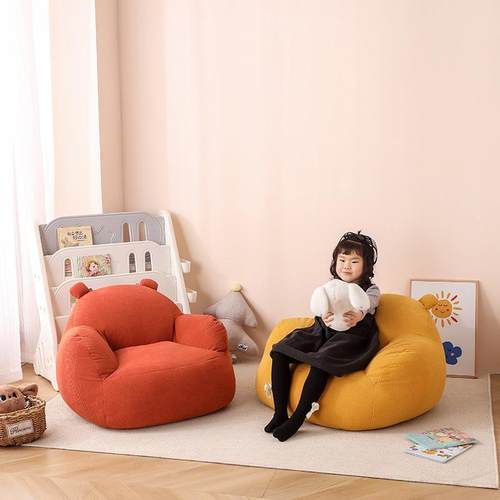 儿童小沙发阅读角沙发椅小孩看书区懒人可压缩沙发客厅灯芯绒
