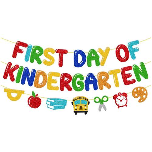 幼儿园返校季拉旗Back to school开学季派对拉旗幼儿园教室布置装