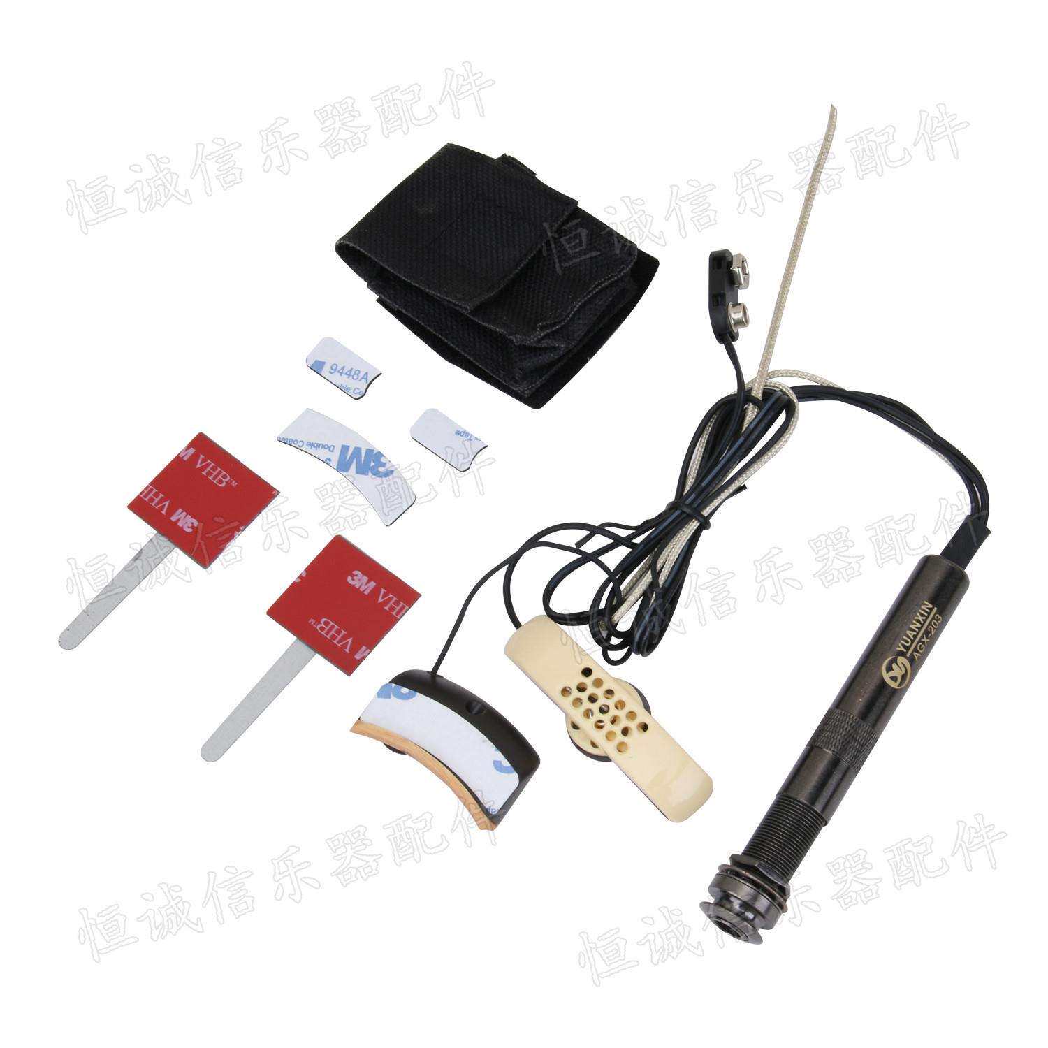 拾音器木吉他音孔拾音器EQ均衡器麦克风打板带话筒拾音器吉他配件