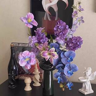 3GQ居客厅插家花花束软装 桌艺 假花紫餐色X68P 花蝴蝶兰仿真花法式