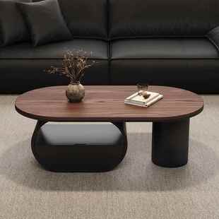 中式 胡桃实木茶几简轻奢家用木现代客厅约小71户型椭圆新形 新款