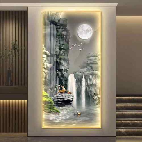 流水生财LED灯画过道走廊壁画入户玄关装饰画现代简约挂画