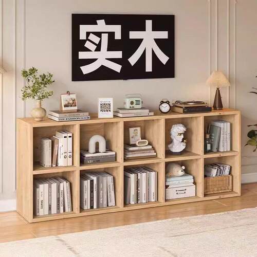 格子实木书架幼儿园靠墙儿童储物书柜家用组合客厅收纳落地置物架