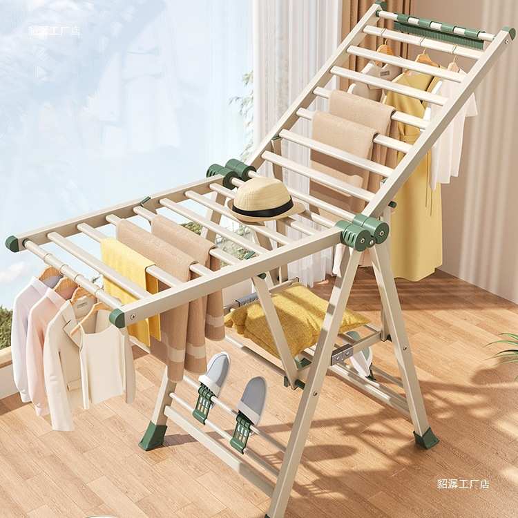 新款晾衣架落地式阳台家用室内外可折叠挂衣架凉衣杆晒被子挂衣服