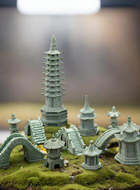 鱼缸盆栽植物生态池微景观园林绿化小摆件桌面桥人物人造石桥小石