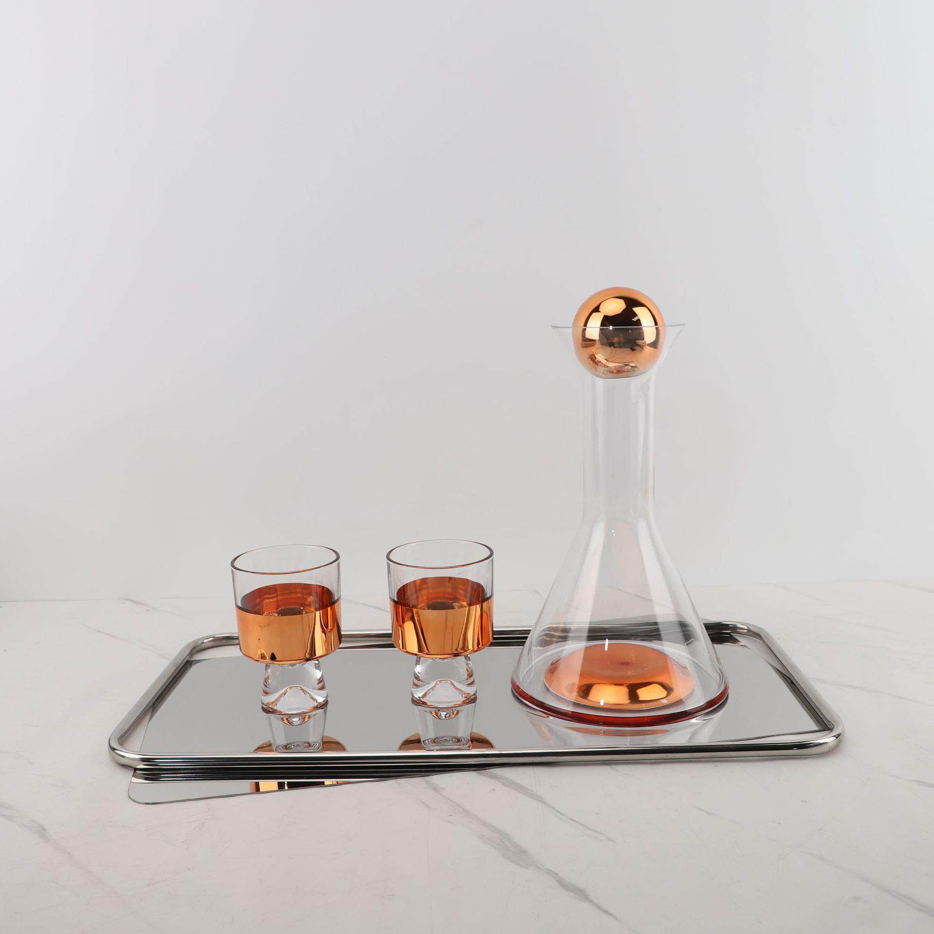 欧式创意简具约卧镜面收纳托盘玻璃酒办公室书房室玄关0443家装居