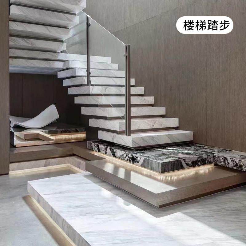 天然大理石楼梯踏步成品定制人造石台阶石彷大理石岩板岩板瓷砖