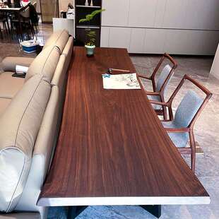 源头南美胡桃木实木大板茶几原木北美黑胡桃茶桌书桌办公桌纯整板