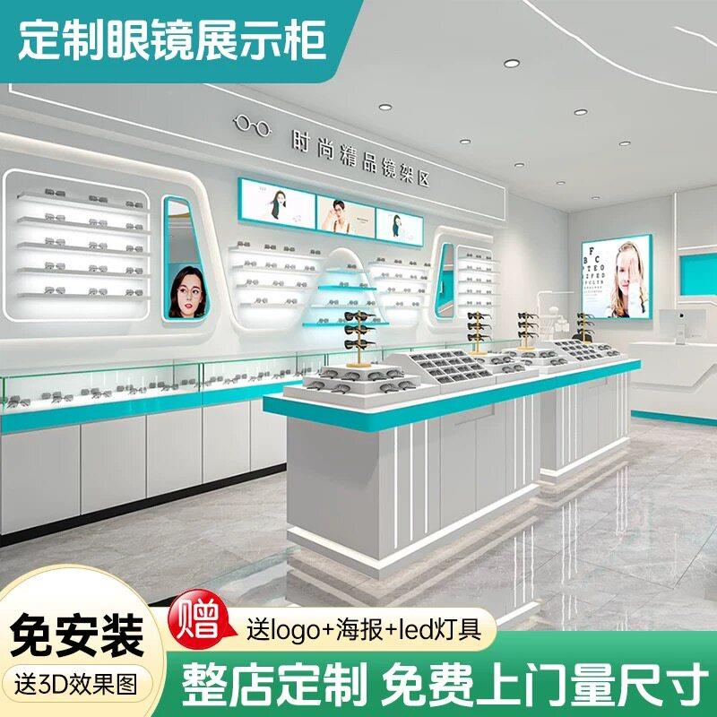 新款眼镜店展示柜烤漆中岛柜展示柜太阳眼镜货架太阳眼镜玻璃柜台