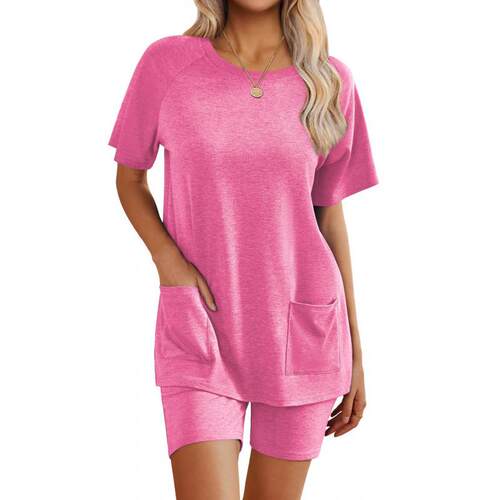 Women's set short sleeved top and cycling shorts home wear