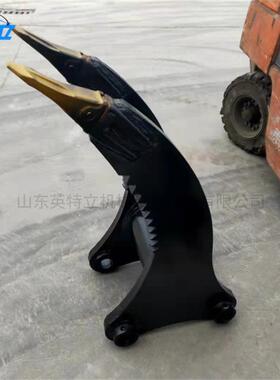 挖机单双松土钩挖掘机双钩松土器加厚锰钢挖树根树墩鹰嘴钩