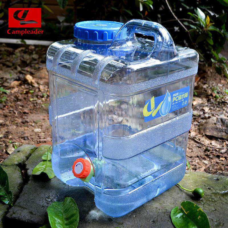 户外装备四方PC车载水桶加厚带龙头自驾游车用便携式水桶15L