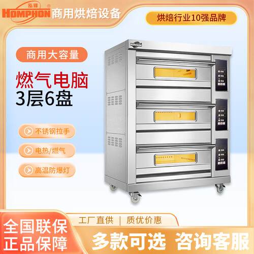 泓锋大容量一层两盘液化燃气烘焙烤箱面包蛋挞披萨定时炉立式