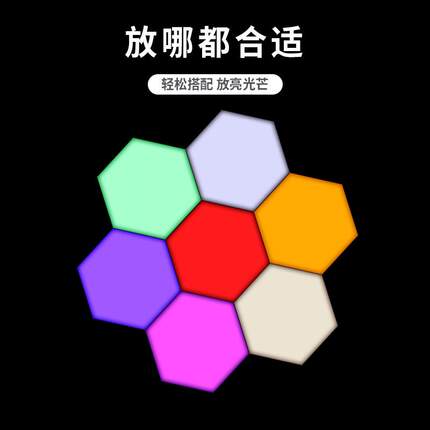 自由组合触摸量子灯 室内装饰氛围灯led壁灯六边形拼接蜂巢灯