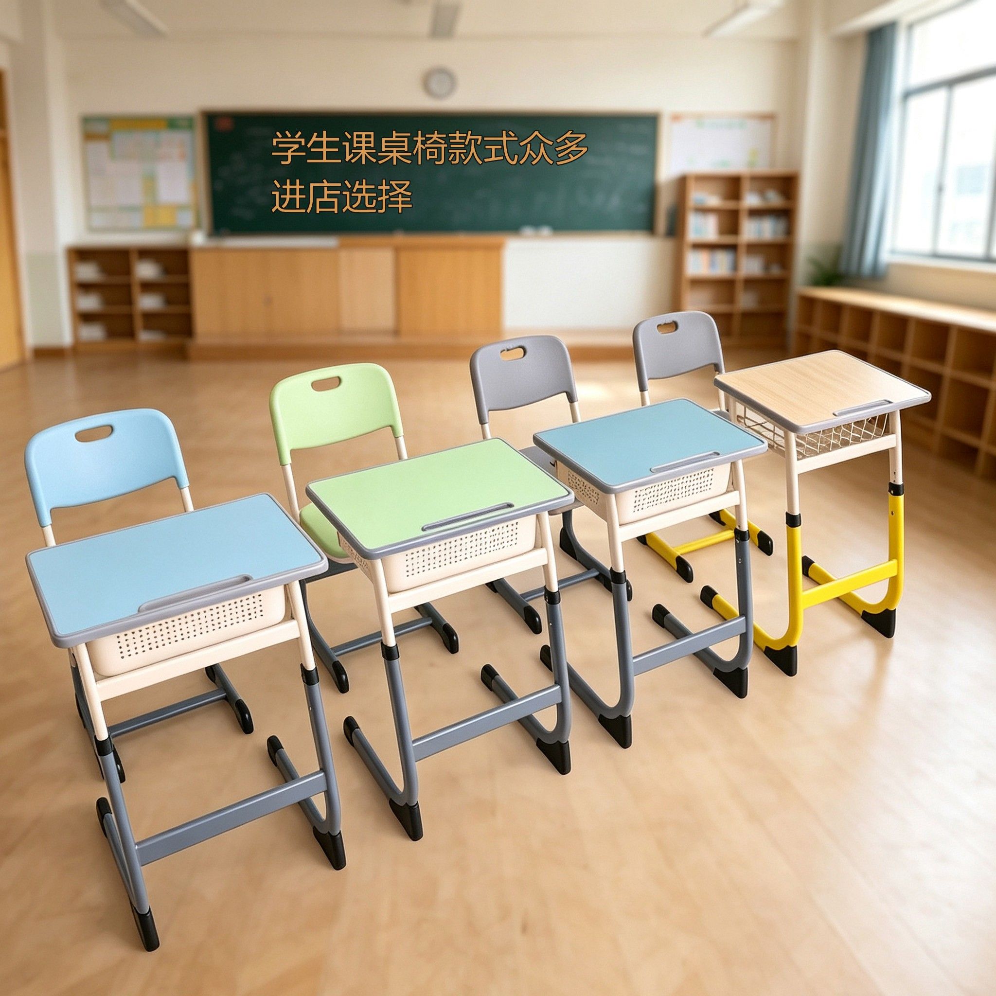 中小学生课桌椅加厚培训班课桌椅辅导班桌椅可升降儿童学习桌椅
