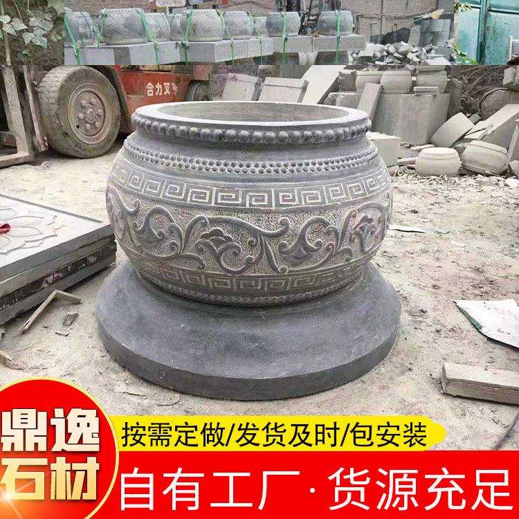 仿古柱基石 青石石雕柱顶石 古建筑柱墩雕刻柱础石 石雕装饰摆件
