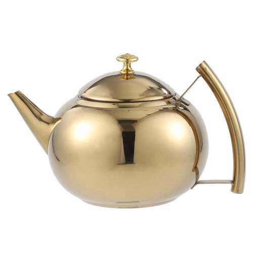 1L2L加厚带过滤网不锈钢茶泡茶壶家用金色商用餐厅茶水米酒壶