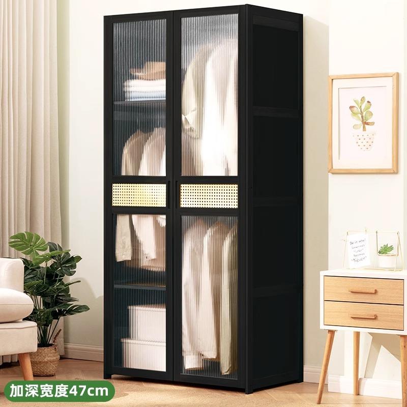 【折扣价】家用简易衣柜经济性出租房用挂衣区组装防尘货架式卧室