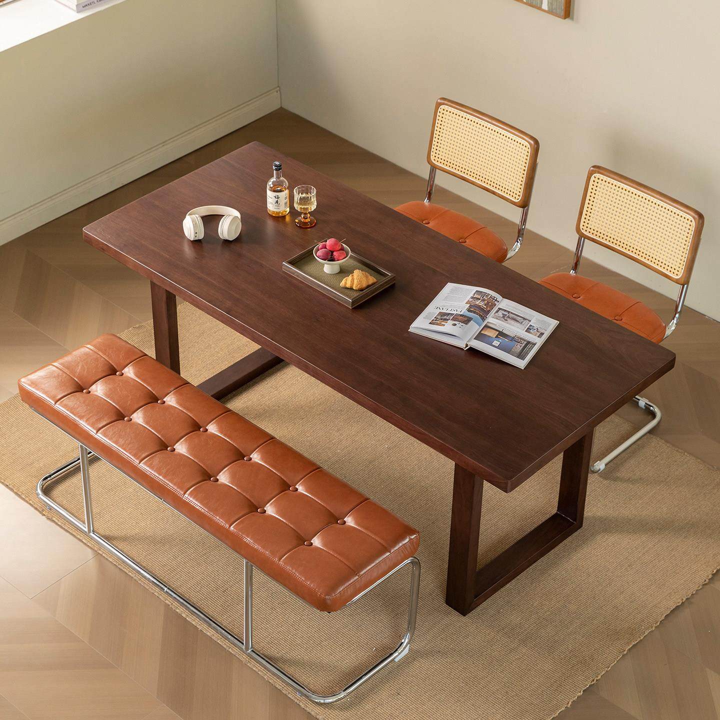 北美黑胡桃木中古餐桌长方形家用客厅泡茶办公实木大板工作台书桌,住宅家具,实木餐桌,淘宝优惠券,粉丝福利购,淘宝优惠卷