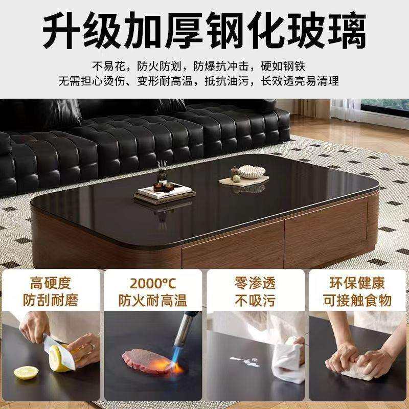 实木烤漆电视柜整装发货客厅新款简约现代岩板茶几电视柜组合