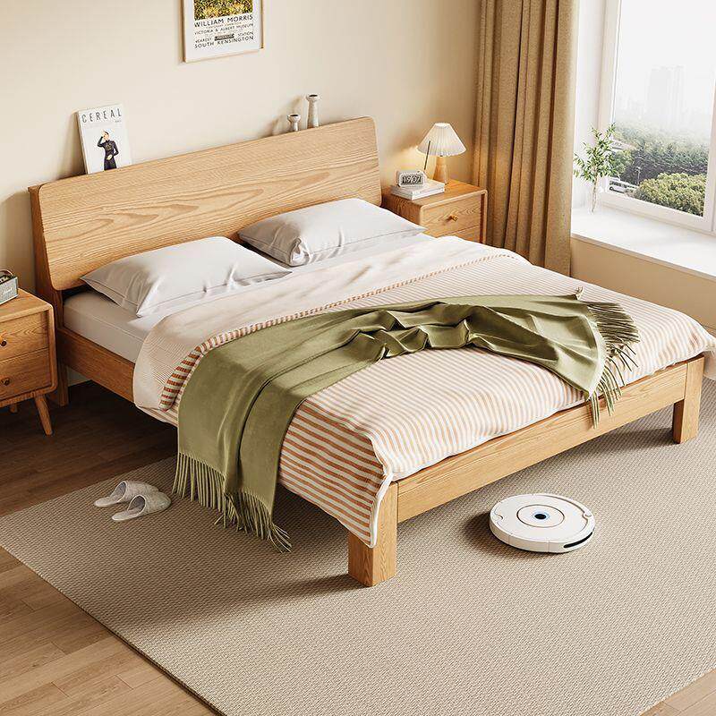 橡胶木实木床1.8m双人床家用卧1.5m小户型出租房床1m单人床