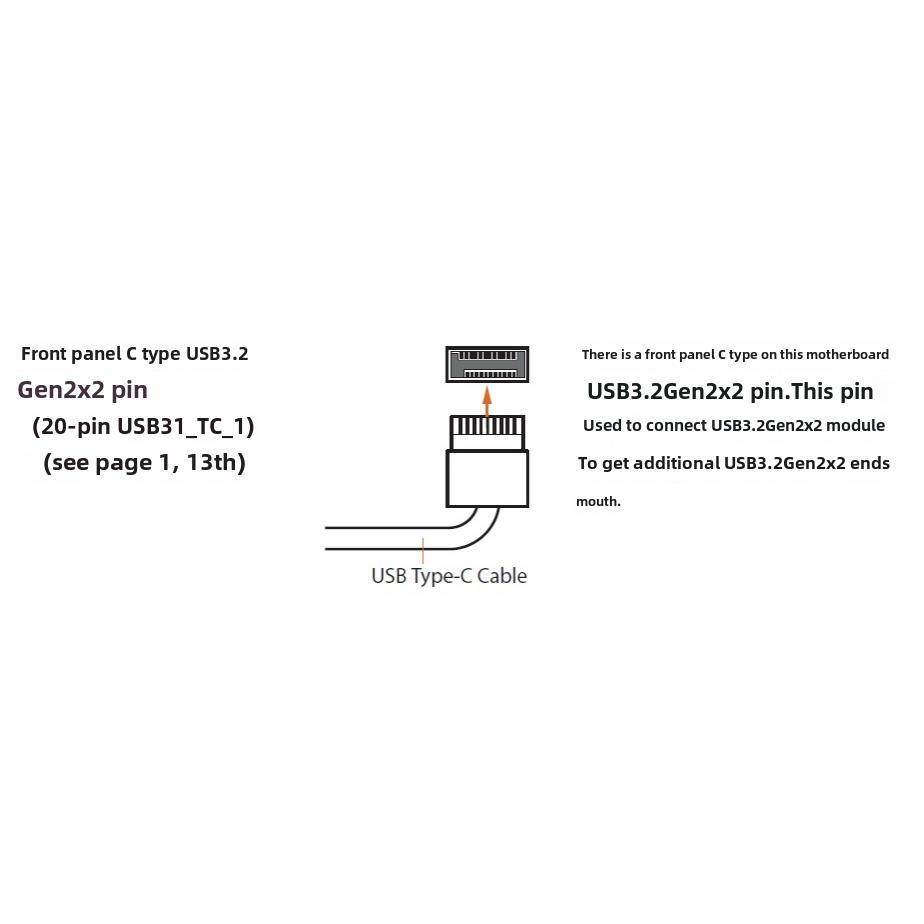 USB3.2/3.1挡板TYPE-E转type-C前置C母公机箱PCI位线GEN2 /20Gbps